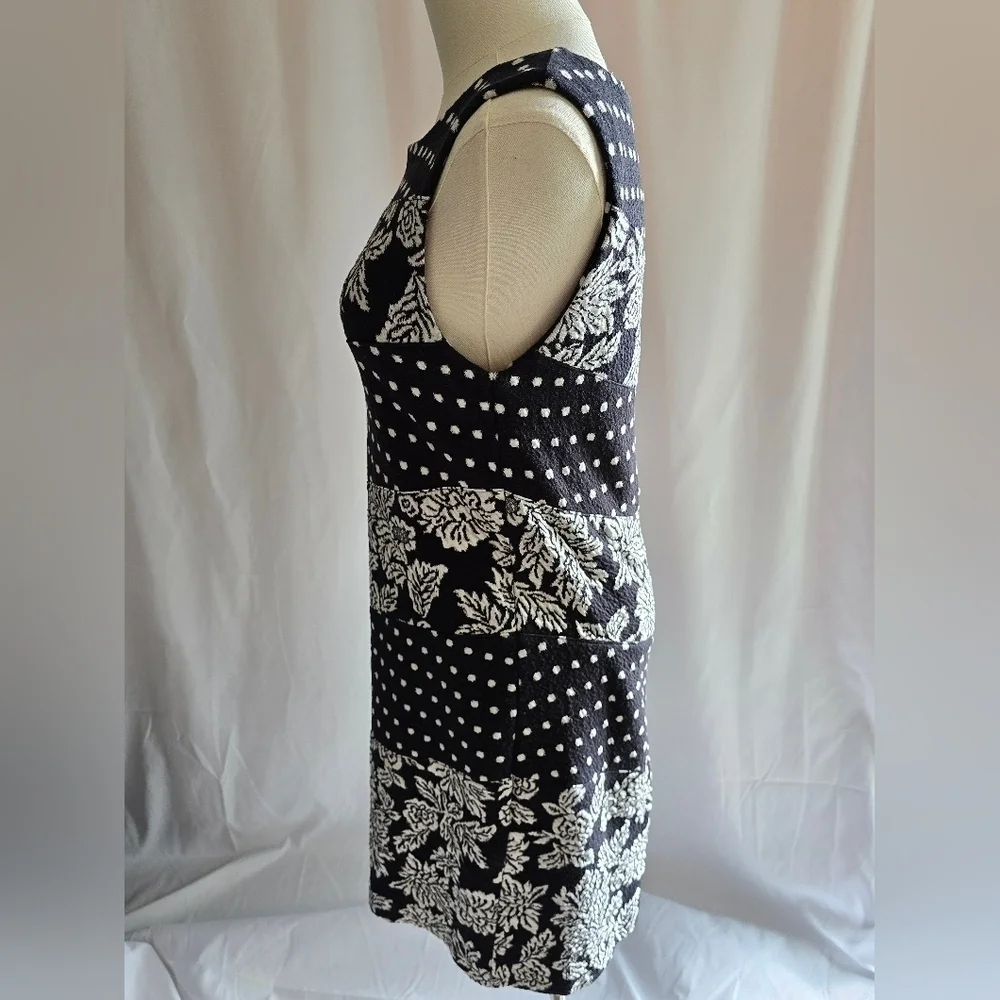 Maeve Anthropologie Floral Dot Sleeveless Sheath Dress Black and White Sz Small - Picture 6 of 12